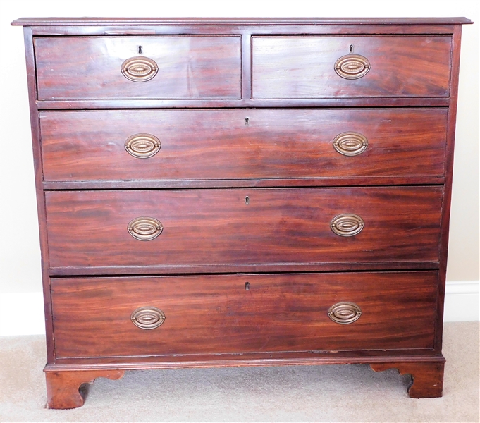 English 2 Over 3 Chest of Drawers - 39"tall  42" by 21" - Veneer on Top Need Repair 