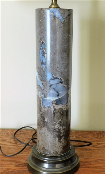 Stone Table Lamp with Light Blue Agate on - Metal Base - 35" tall 