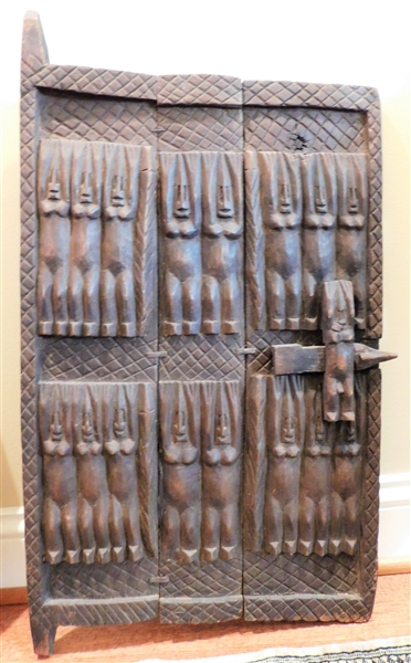 Tribal Carved Wood Door - Wall Hanging- 33" by 18 1/2"