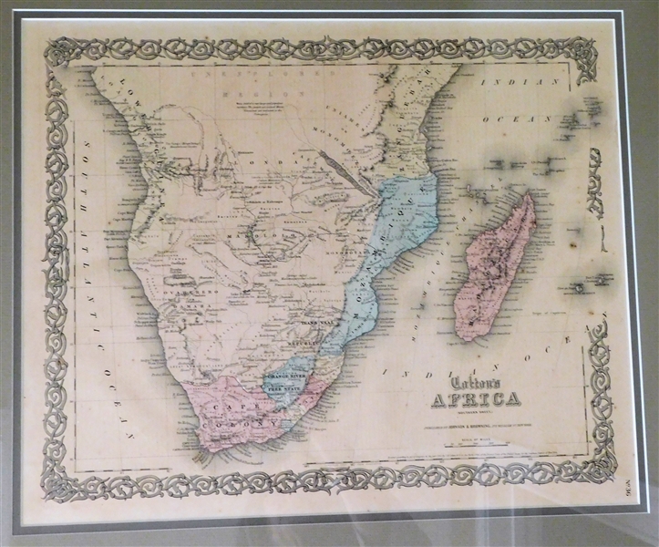 Nicely Framed "Coltons Africa Southern Sheet" Published by Johnson & Browning - Frame Measures - 22" by 24"