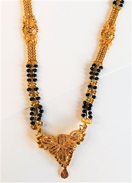 23kt Yellow Gold and  Black Beaded Necklace - Stamped 23KDM - 1 Small Chain Needs to Be Attached - 22.6 dwt Total Weight
