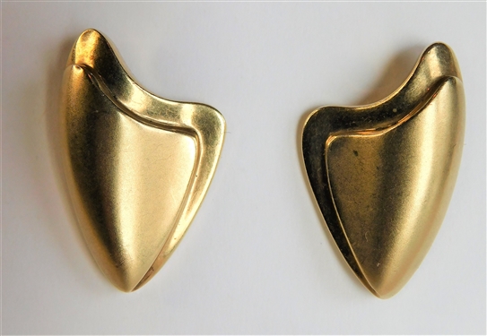 14kt Yellow Gold Abstract Shaped Designer Earrings - 7.7 dwt Total Weight - 1" long 1/2" Across