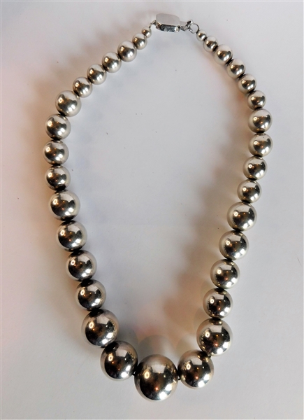 Sterling Silver Graduating Bead Necklace - 18" long