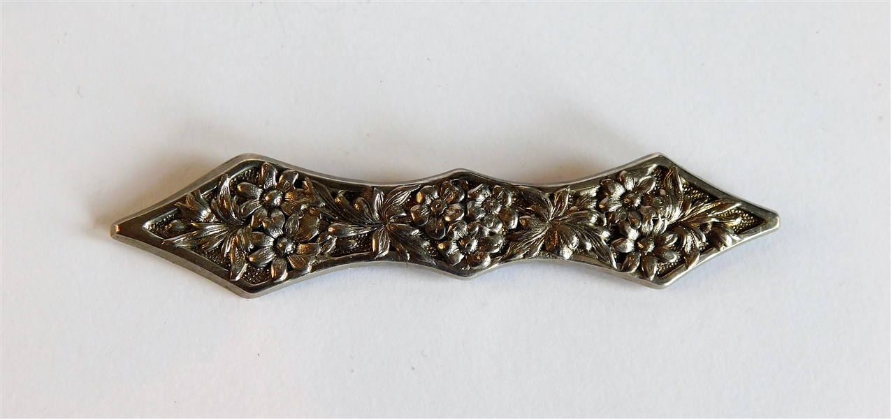 Stieff Sterling Silver Floral Repousse Pin - 3" long