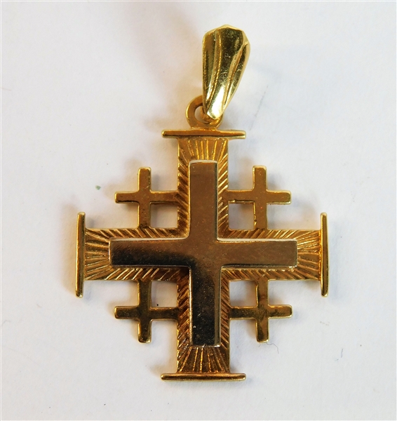 18kt Yellow Gold Jerusalem Cross Pendant - 1 1/4" long 3.3 dwt