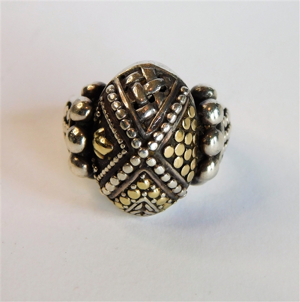 John Hardy Sterling Silver and 18kt Gold Ring - Size 6
