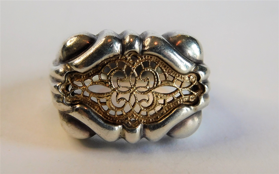 Sterling Silver and 18kt Gold Ring - Size 6