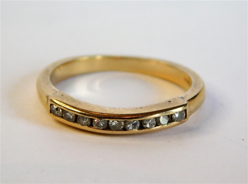 14kt Yellow Gold Band with 9 Diamonds - Size 6 - 1.8 dwt total weight