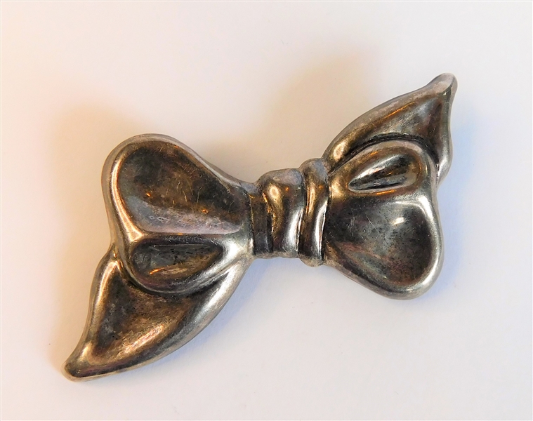 Mexico Sterling Silver Bow Brooch - 2 1/2" by 1 1/4" 