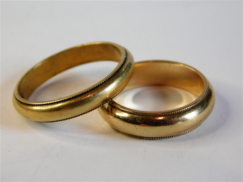 Matching His and Hers 14kt Yellow Gold Wedding Bands - Womens Size 5 1/2 and Mens Size 8 3/4  - 6.3 dwt total weight 