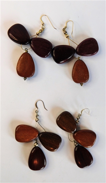 2 Pairs of Wood Dangle Earrings 
