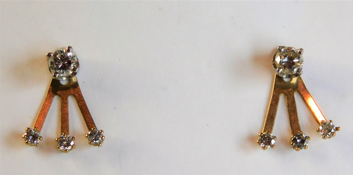 Pair of Diamond Stud Earrings with 14kt Gold and Diamond Enhancers