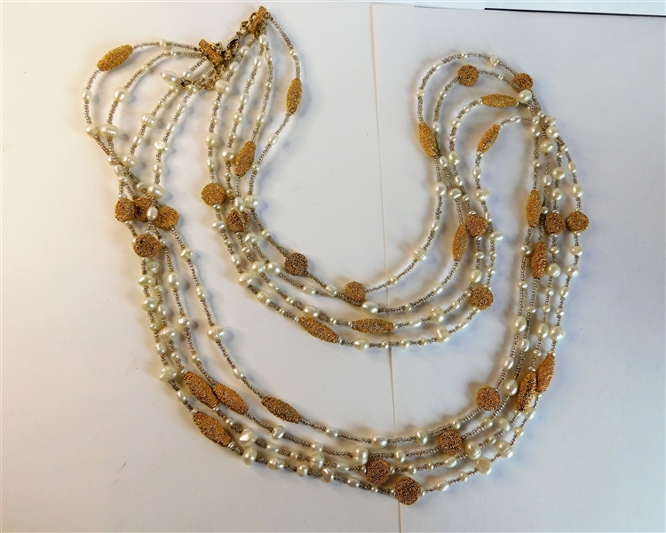 Nice Beaded and Pearl Necklace 40" Long