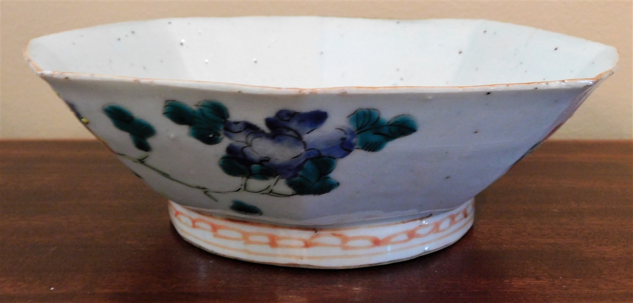 Chinese Export Octagonal Bowl with Roosters - 7" Across