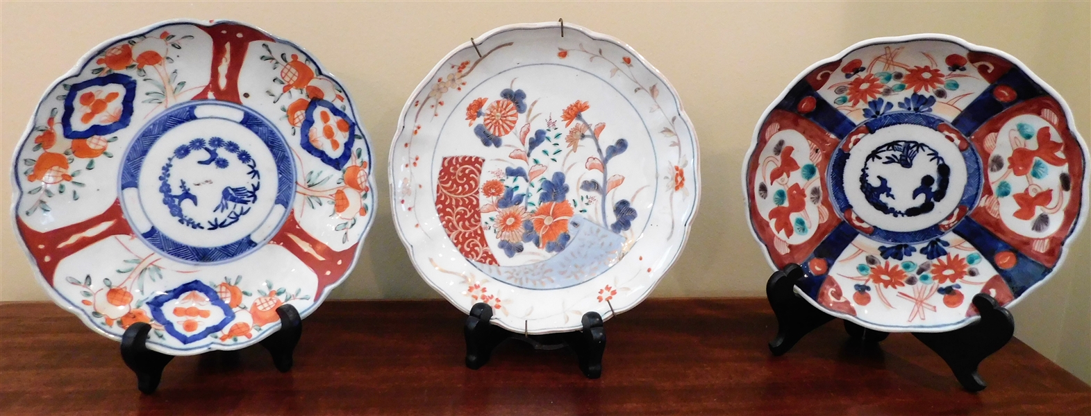 3 Chinese Export Plates -Center Plate Made in Japan ,  Plate with Koi Fish Measures 8 1/2" 