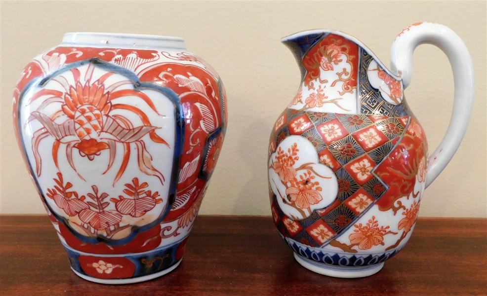 Japanese Export Imari Cream Pitcher and 5 1/4" Vase
