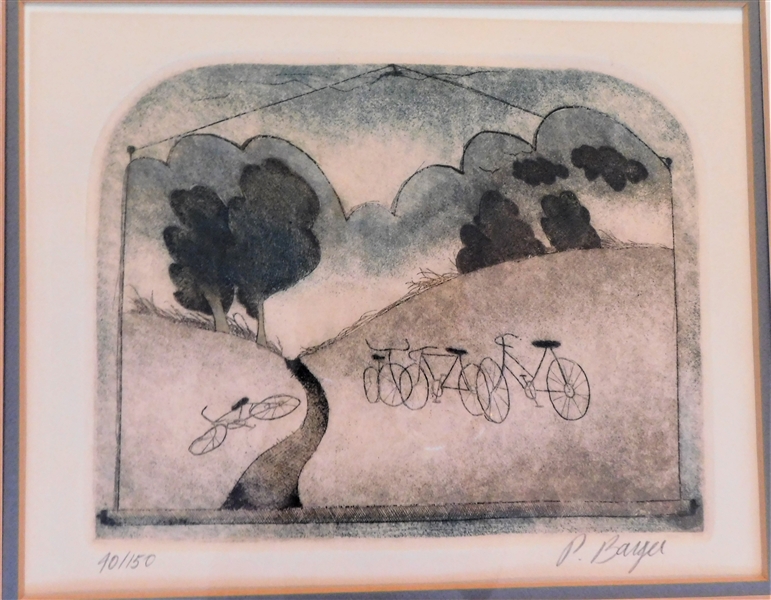 Peter Barger Original Etching Artist Signed and Numbered 40 /50 - Framed and Matted - Frame Measures 15" by 19" 