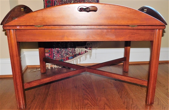 Chinese Chippendale Style Butlers Coffee Table - Tray is Attached - 18" tall 31 1/2" by 22 1/2"