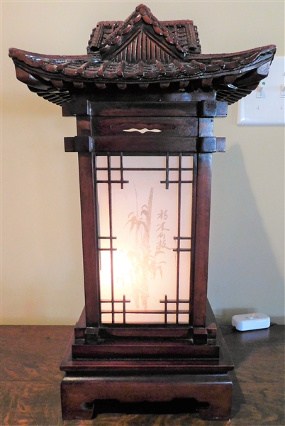 Pagoda Style Wood Lamp  with Dimmer - 22" Tall 