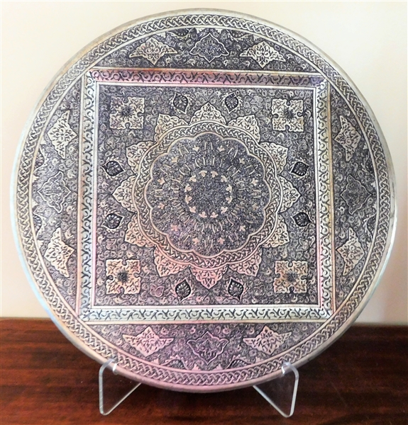 Persian Silver Charger - Hand Engraved - 16" Across