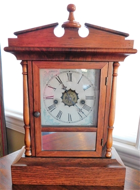 W.W. Washburn Waterbury Clock with Chime - Mirrored Door - 17" tall 12" by 5"