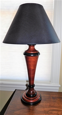 Turned Wood Table Lamp with Black Details - 28" tall