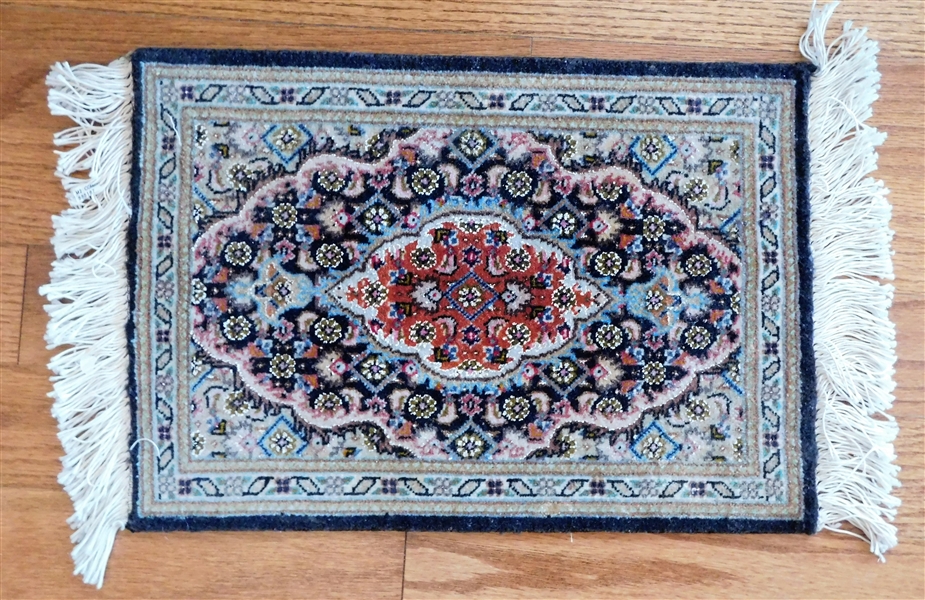 Beautiful Hand Woven Silk and Wool Sample Rug - 16 1/2" by 11 1/2"