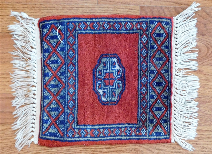 Red, Navy, and Cream Miniature Rug -12 1/2" by 12 1/2"