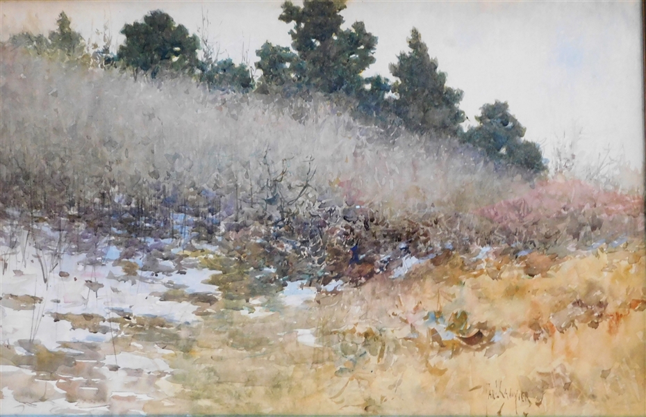 "The Last of The Snow" Watercolor by Paul Sawyier, Lexington KY - Framed - 19" by 26"