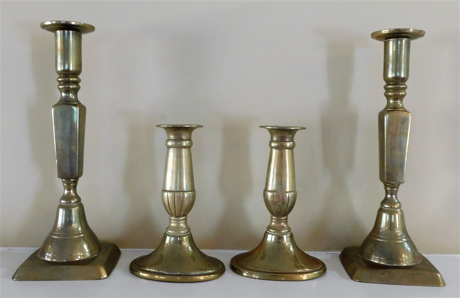 2 Pairs of Brass Candle Sticks - 9 1/2" and 6" 