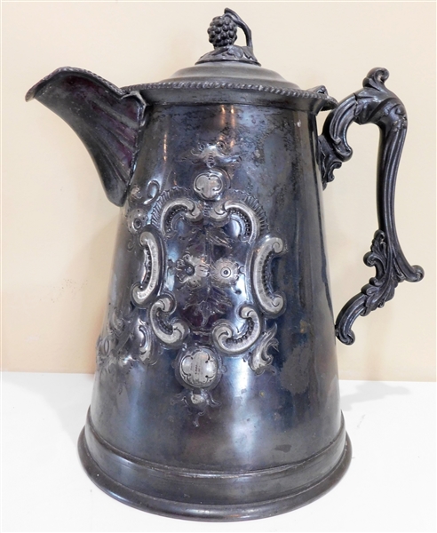 Large Meridian  Silverplate Double Wall Pitcher - 12" tall -Small Hole in Bottom 