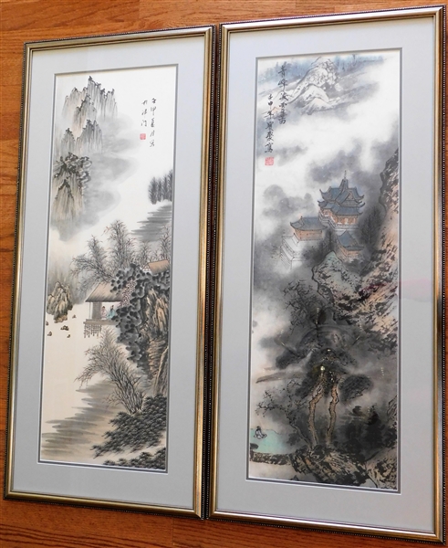 Pair of Japanese Prints - Nicely Framed and Matted - Frame Measures 46 1/2" by 20 1/2"