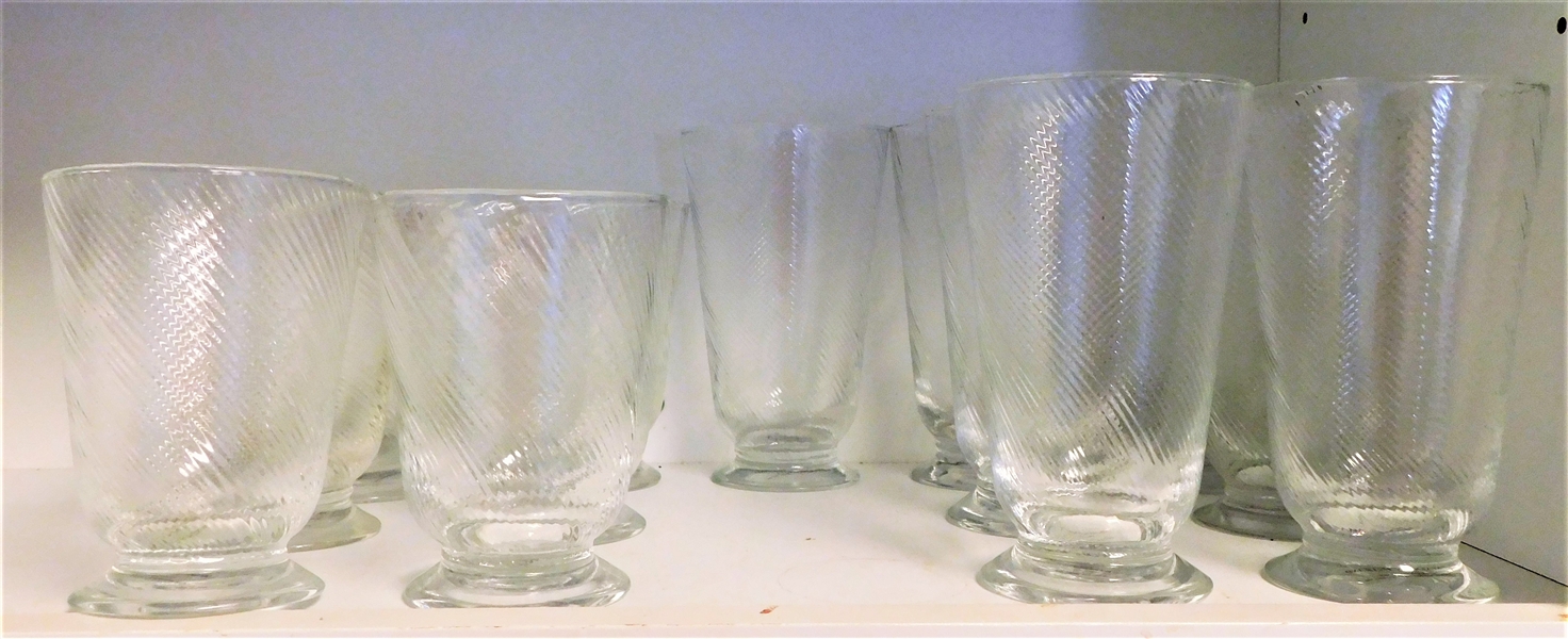 14 Juliska Swirl Drinking Glasses - 7 4 3/4" and 7 5 3/4" ( 1 Not Pictured)