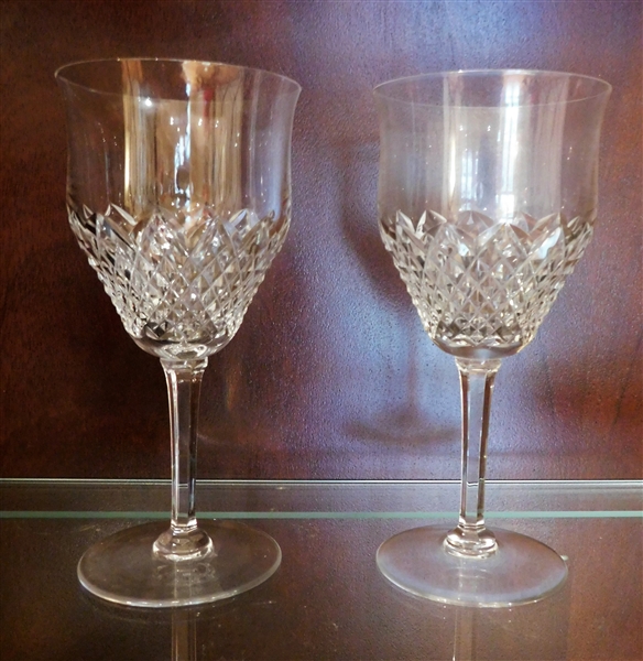 Pair of Fine Crystal Goblets Etched VIC on Bottom - 7 1/2" tall 