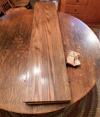 Round Oak Table with 3 Leaves - 45 Across -29 Tall - Leaves Measure 10 Across - Top Shows Minimal Ware Consistent with Age