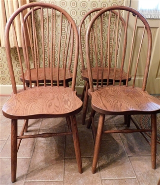 Set of 4 Sturdy Windsor Style Oak Chairs 