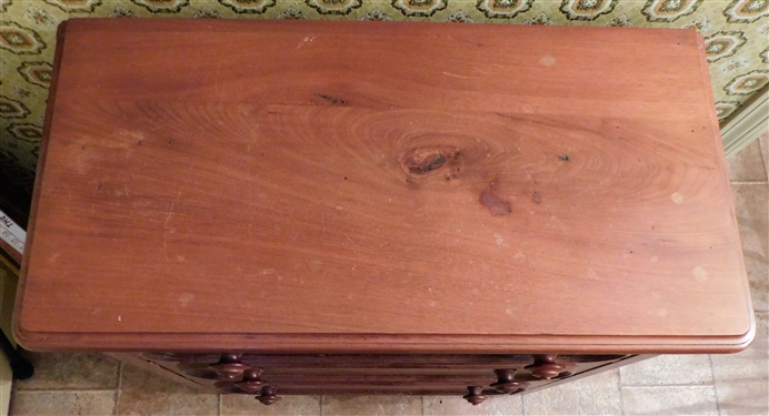 Walnut 3 Drawer Chest - Wood Knobs - 30 tall 31 by 15 1/2