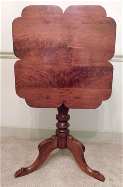 Nice Walnut Tilt Top Table with Scalloped Edges - 26 1/2 tall 21 Across