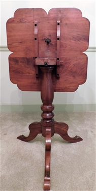 Nice Walnut Tilt Top Table with Scalloped Edges - 26 1/2 tall 21 Across