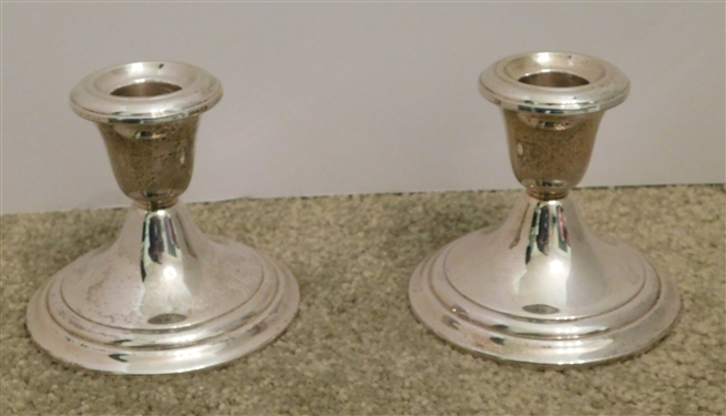 Pair of Gorham Sterling Silver Weighted Candle Sticks 3 1/2 tall 