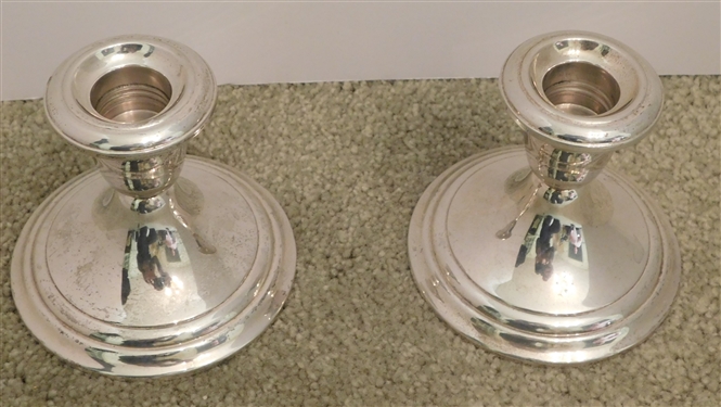 Pair of Gorham Sterling Silver Weighted Candle Sticks 3 1/2 tall 