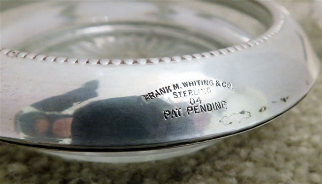 8 Glass Coasters with Sterling Silver Rims and Sterling Silver Mounted Small Brush - Monogrammed