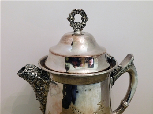 Large Quadruple Silver Plate Pitcher / Tankard - Numbered 999 - 14 tall - Lid Needs Pin 