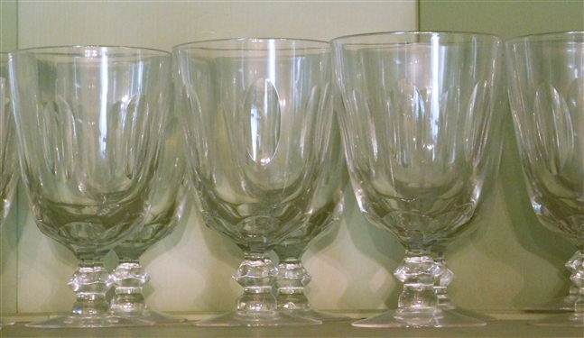 Footed Crystal Glasses with Impressed Ovals - 9  - 6  and 6 5 7/8