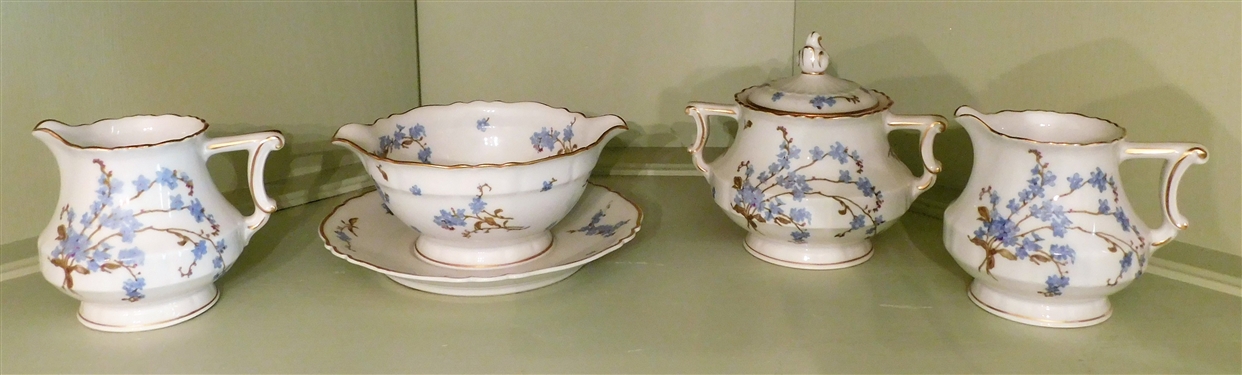 Haviland France Montmery Gravy Boat, Cream, Sugar, and Creamer - 