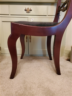 Set of 6 Rosewood Dining Chairs - Woven Horse Hair Seats -  33 1/2 tall - 1 Leg has some minor scuffs