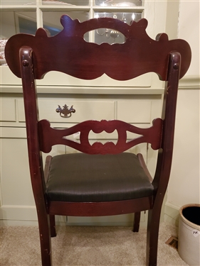Set of 6 Rosewood Dining Chairs - Woven Horse Hair Seats -  33 1/2 tall - 1 Leg has some minor scuffs