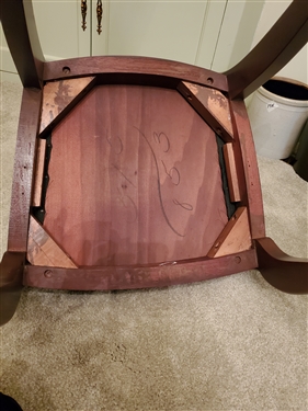 Set of 6 Rosewood Dining Chairs - Woven Horse Hair Seats -  33 1/2 tall - 1 Leg has some minor scuffs