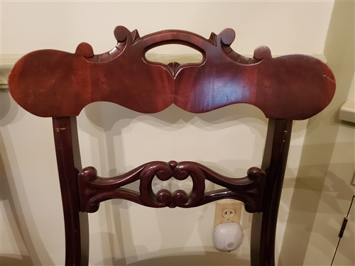 Set of 6 Rosewood Dining Chairs - Woven Horse Hair Seats -  33 1/2 tall - 1 Leg has some minor scuffs