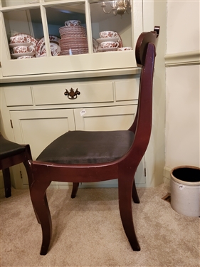 Set of 6 Rosewood Dining Chairs - Woven Horse Hair Seats -  33 1/2 tall - 1 Leg has some minor scuffs